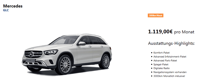 Carminga Auto-Abo mit 3.000 Inklusivkilometern pro Monat