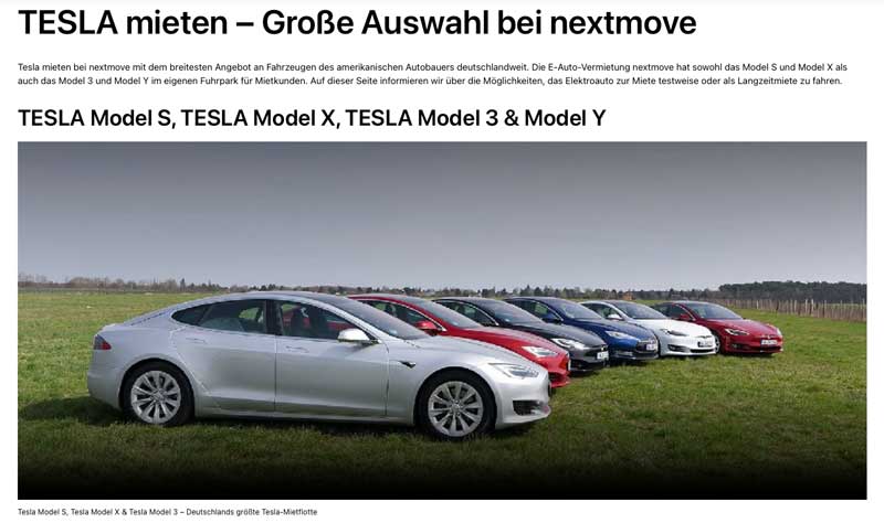 Nextmoves TESLA-Modelle