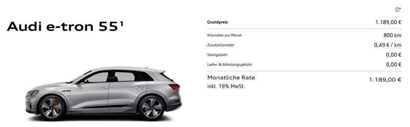 Beispiel Detailseite von Audi on demand subscribe