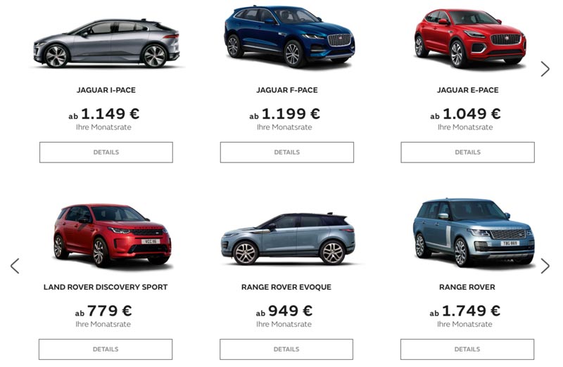 Fahrzeugauswahl bei Jaguar & Land Rover SUBSCRIBE